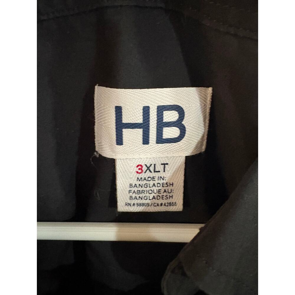 HB Outfitters Black Button Front Short Sleeve Shirt Men's 3XLT Tall - Picture 3 of 3